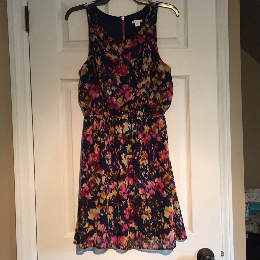 Navy blue dress with flowers